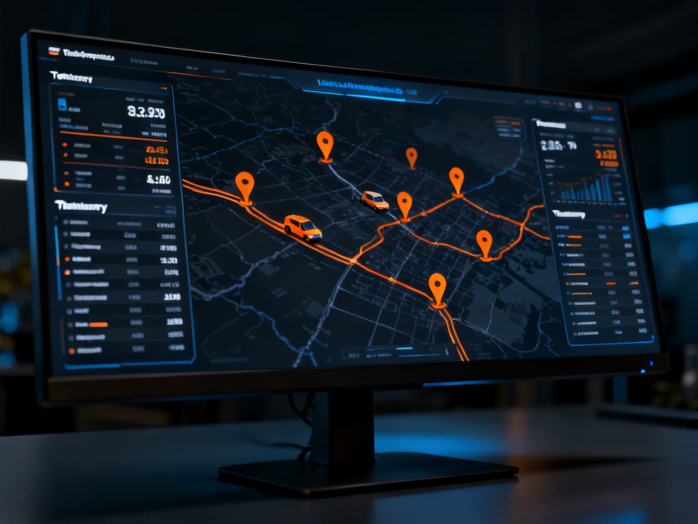 Dashboard de rastreo GPS de flota de TruckBI con mapa en tiempo real